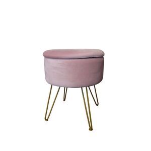 Pink Velour Storage Ottoman